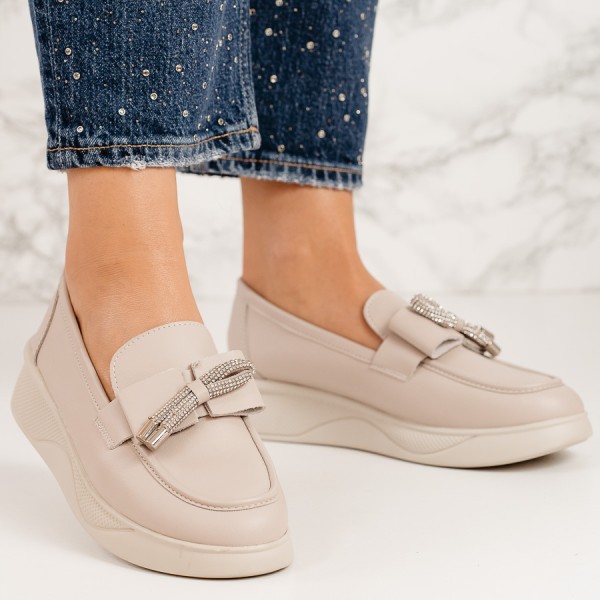Pantofi dama casual din piele ecologica Roz Ekram