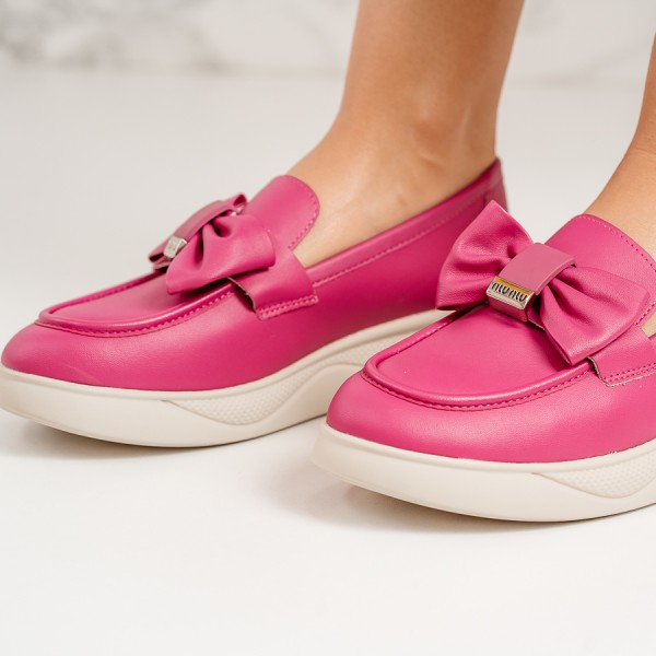 Pantofi dama casual din piele ecologica Roz Lenya