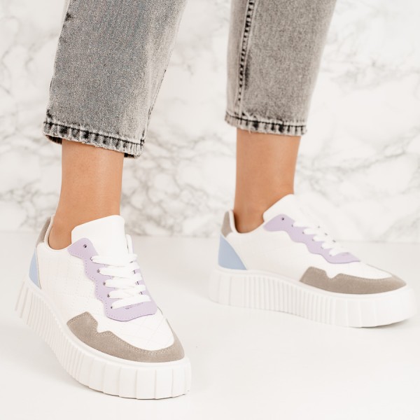 Sneakers dama din piele ecologica Mov Madia