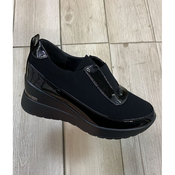 Pantofi dama casual din piele ecologica intoarsa Negrii Damara