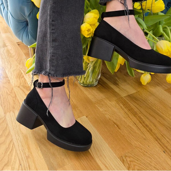 Pantofi dama casual din piele ecologica intoarsa Negri Keoni