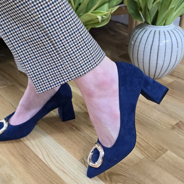 Pantofi dama cu toc patrat Tily Albastri