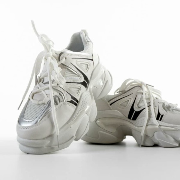 Sneakersi dama din piele ecologica Albi Atima