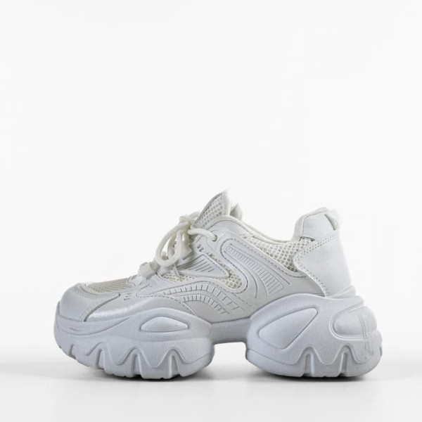 Sneakersi dama din piele ecologica Albi Timica