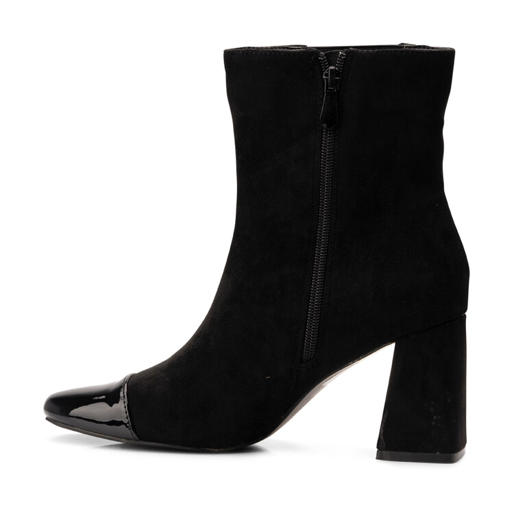 Botine dama elegante din piele ecologica intoarsa Negre Elania