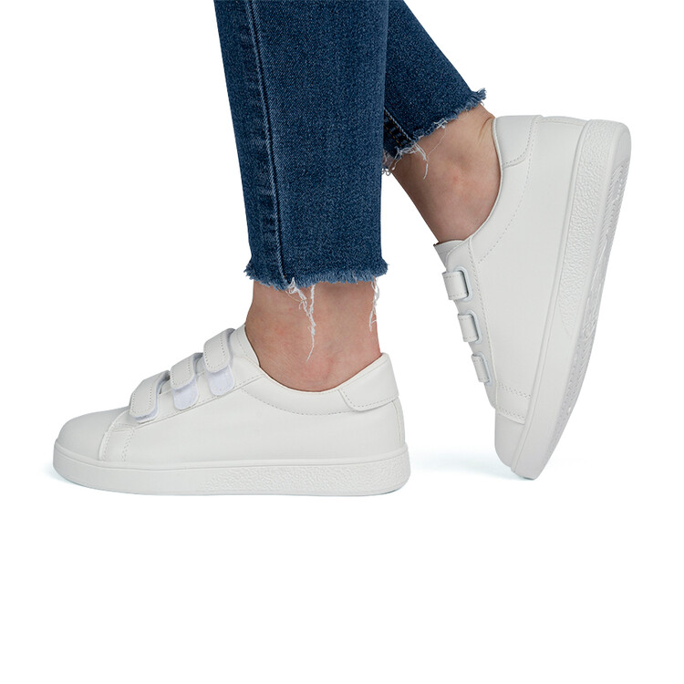 Sneakers dama din piele ecologica cu scai Albi Marta