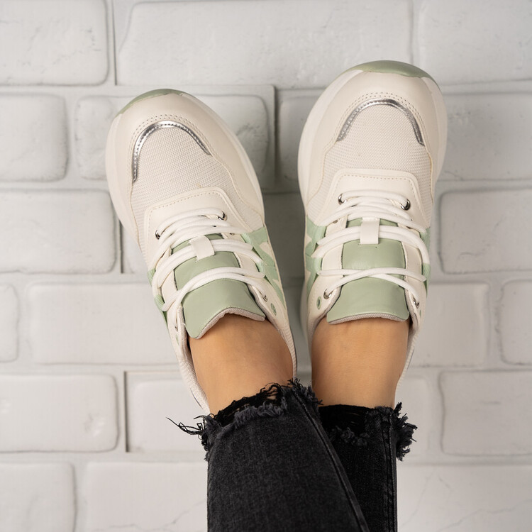 Sneakersi dama cu talpa inalta din piele ecologica Verzi Yolanda