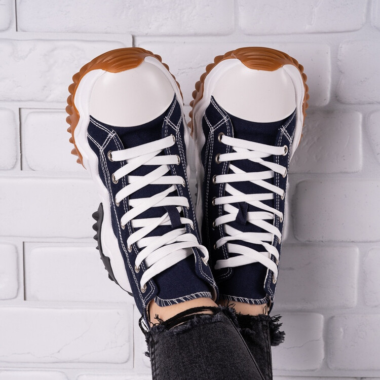 Sneakers dama din material textil Albastri Tabita