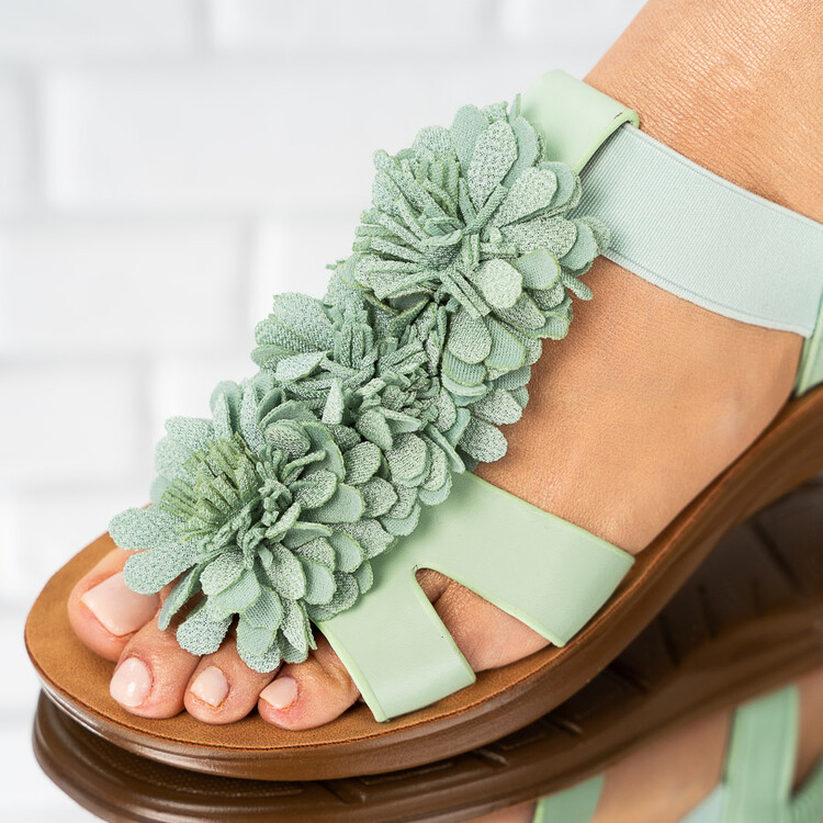 Sandale dama din piele ecologica Verzi Fiore