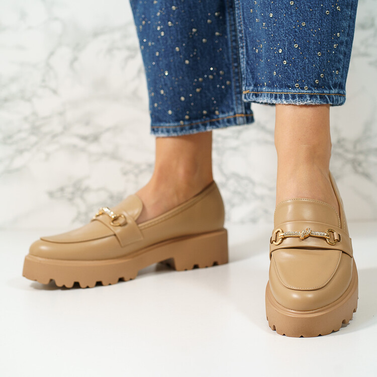 Pantofi dama casual din piele ecologica Kaki Meily