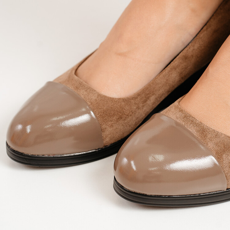 Pantofi dama casual din piele ecologica Camel Anke