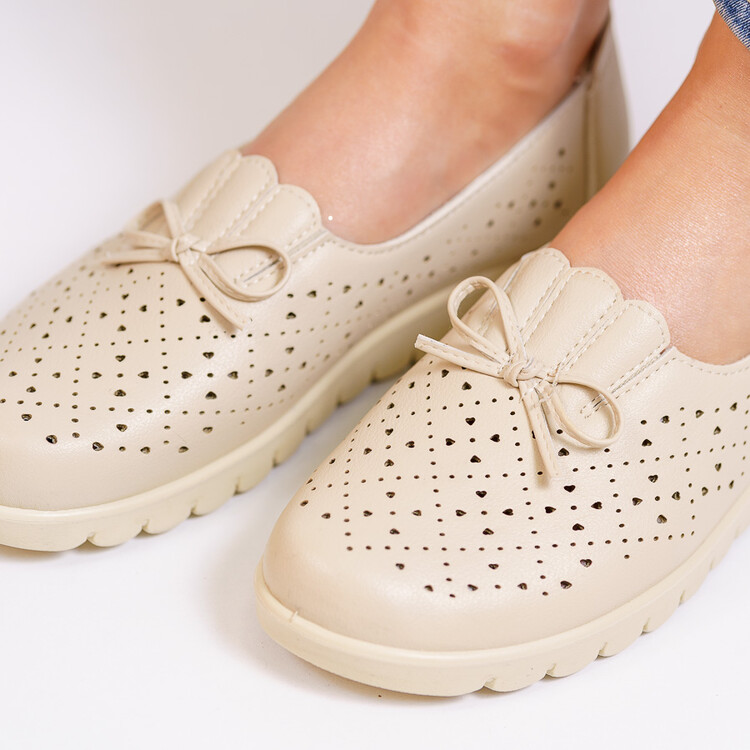 Pantofi dama casual din piele ecologica Bej Ilya