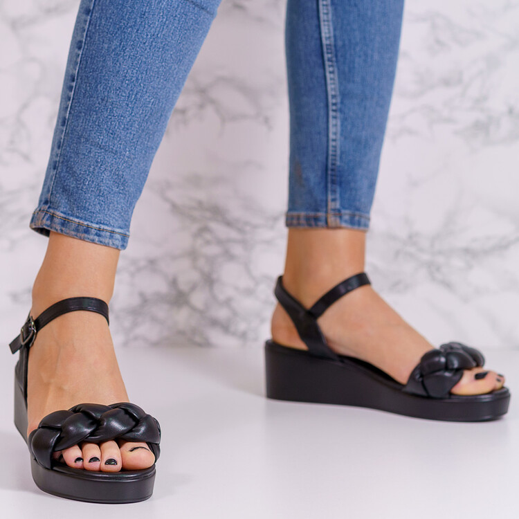 Sandale dama din piele ecologica Negre Milya