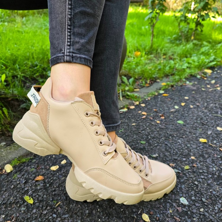 Sneakersi dama din piele ecologica Kaki Sheila