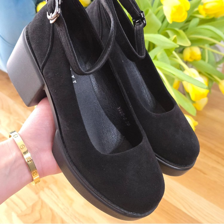 Pantofi dama casual din piele ecologica intoarsa Negri Keoni