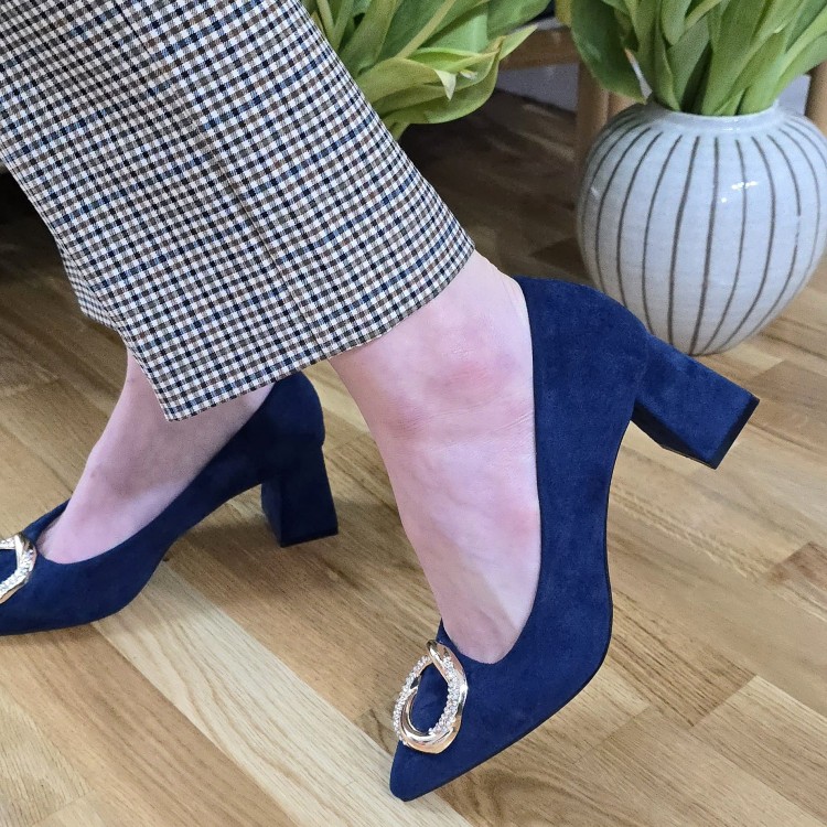 Pantofi dama cu toc patrat Tily Albastri