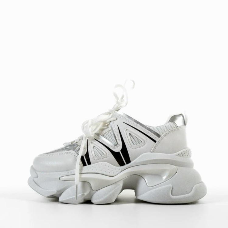 Sneakersi dama din piele ecologica Albi Atima